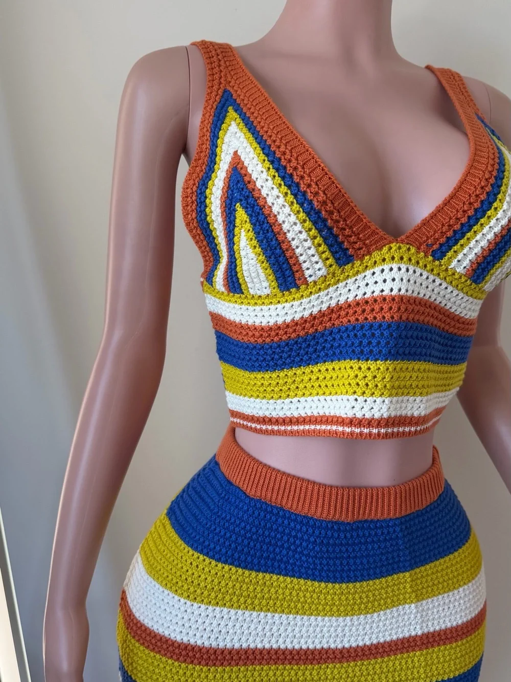 Striped Crochet Two-Piece Set
